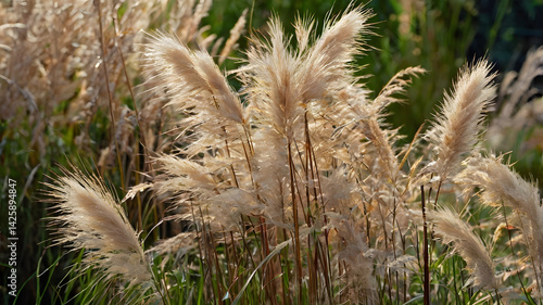 Obraz na płótnie Close-up of fluffy ornamental grasses. w salonie