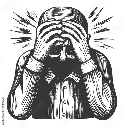 Emotional Distress Hand Drawn Illustration of a Troubled Person