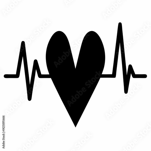 Stylized Heartbeat Vector Silhouette Art