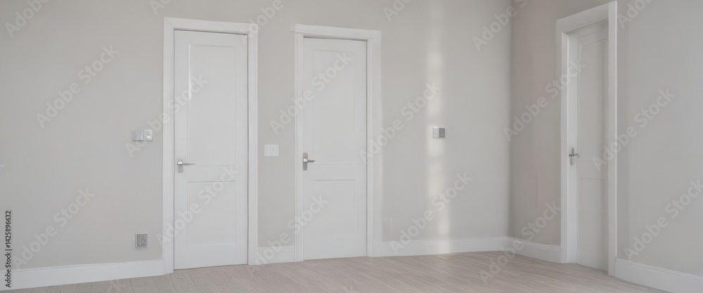 Crisp white interior door, subtle handle Modern design , modern, object Crisp white interior door, subtle handle Modern design , modern, object