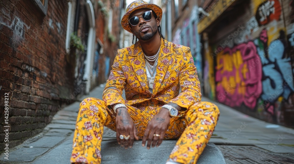 Fototapeta premium Stylish man in a yellow suit