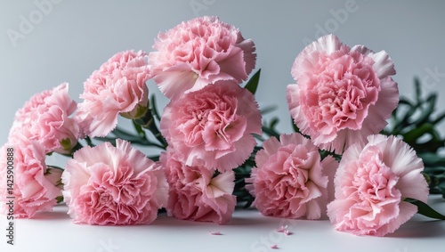 Wallpaper Mural Stacked pink carnations on a white background Torontodigital.ca