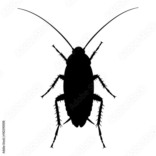 Silhouette of a Cockroach Insect Top View Vector Illustration