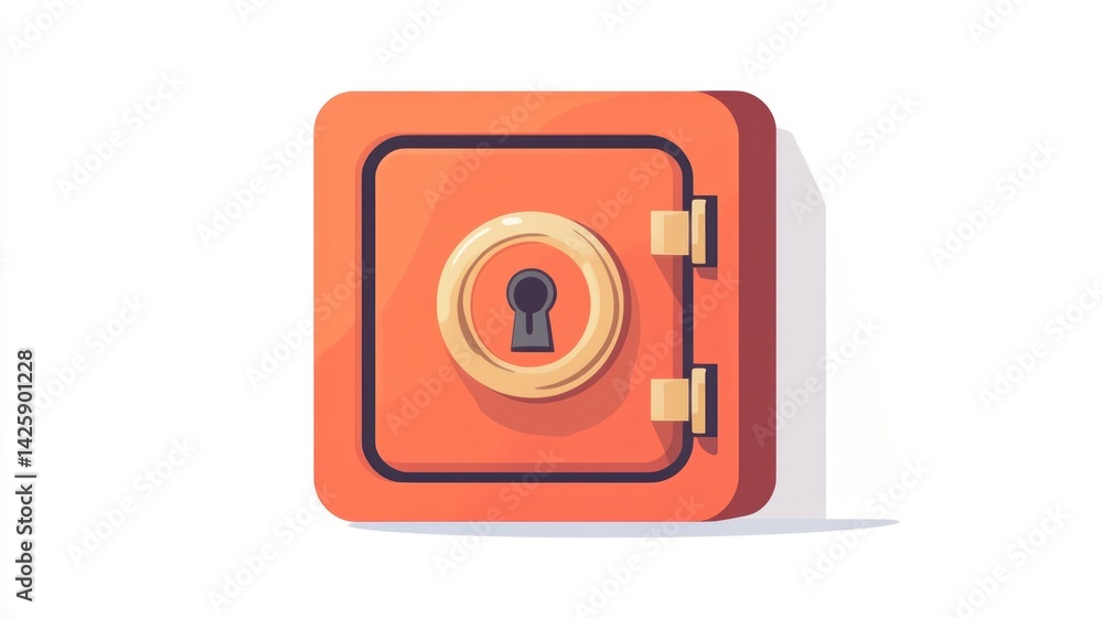 Secure, orange safe with keyhole Secure, orange safe with keyhole