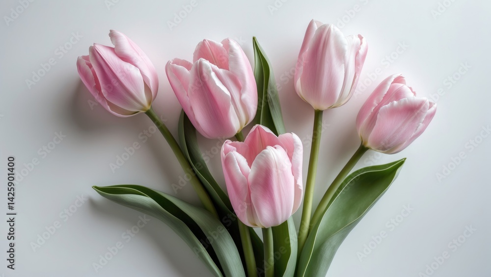 White background with isolated spring tulip flowers White background with isolated spring tulip flowers