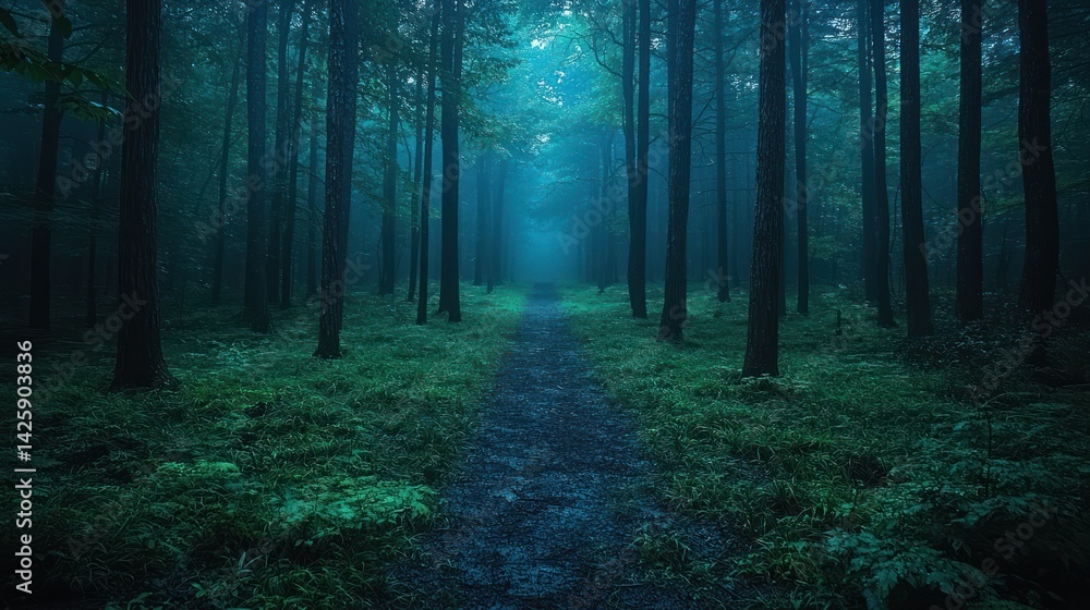 Fototapeta premium Mystical blue forest path