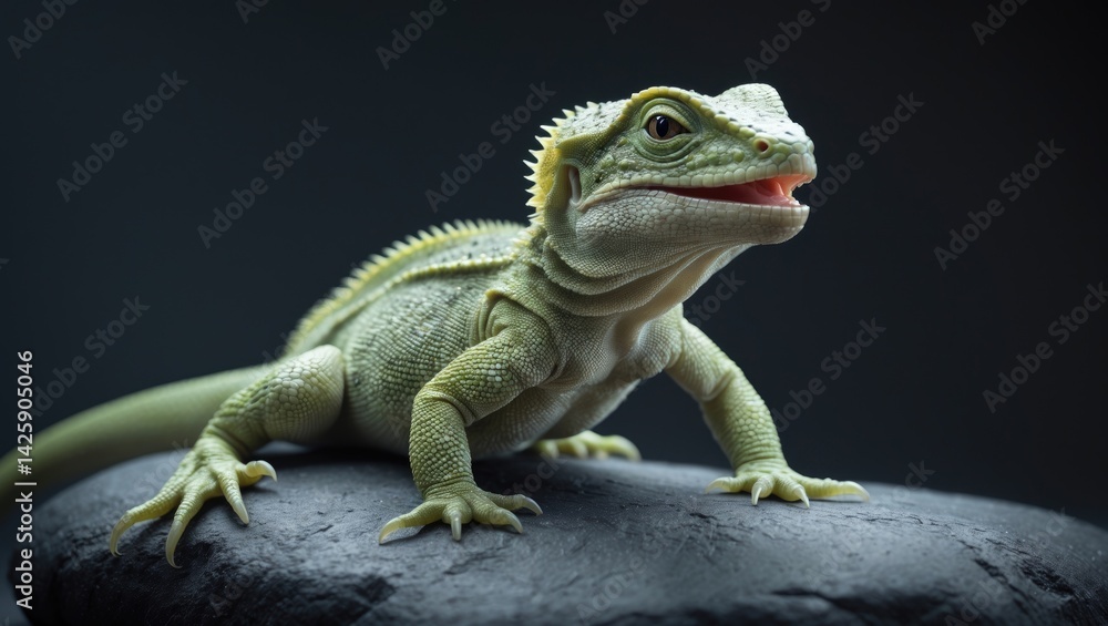 Obraz premium Close-up of Chlamydosaurus lizard on isolated background with natural textures