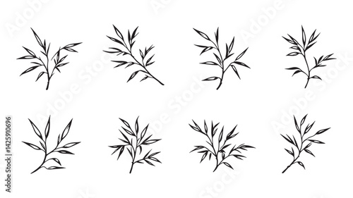 Ash leaf line art minimalistic artistic drawing perfect for decor
