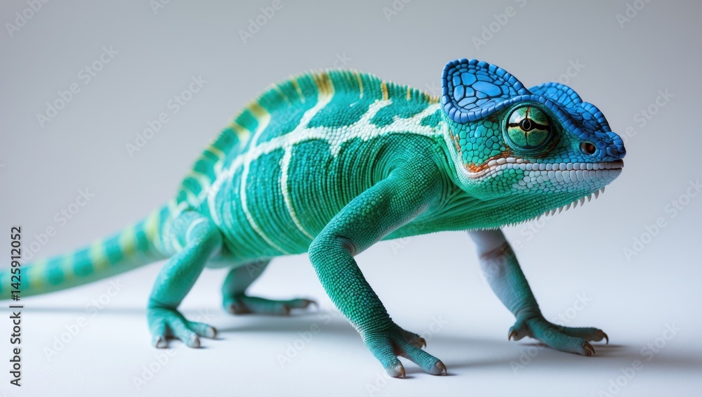 Obraz premium Close-up of a rare Panther Chameleon against a white background