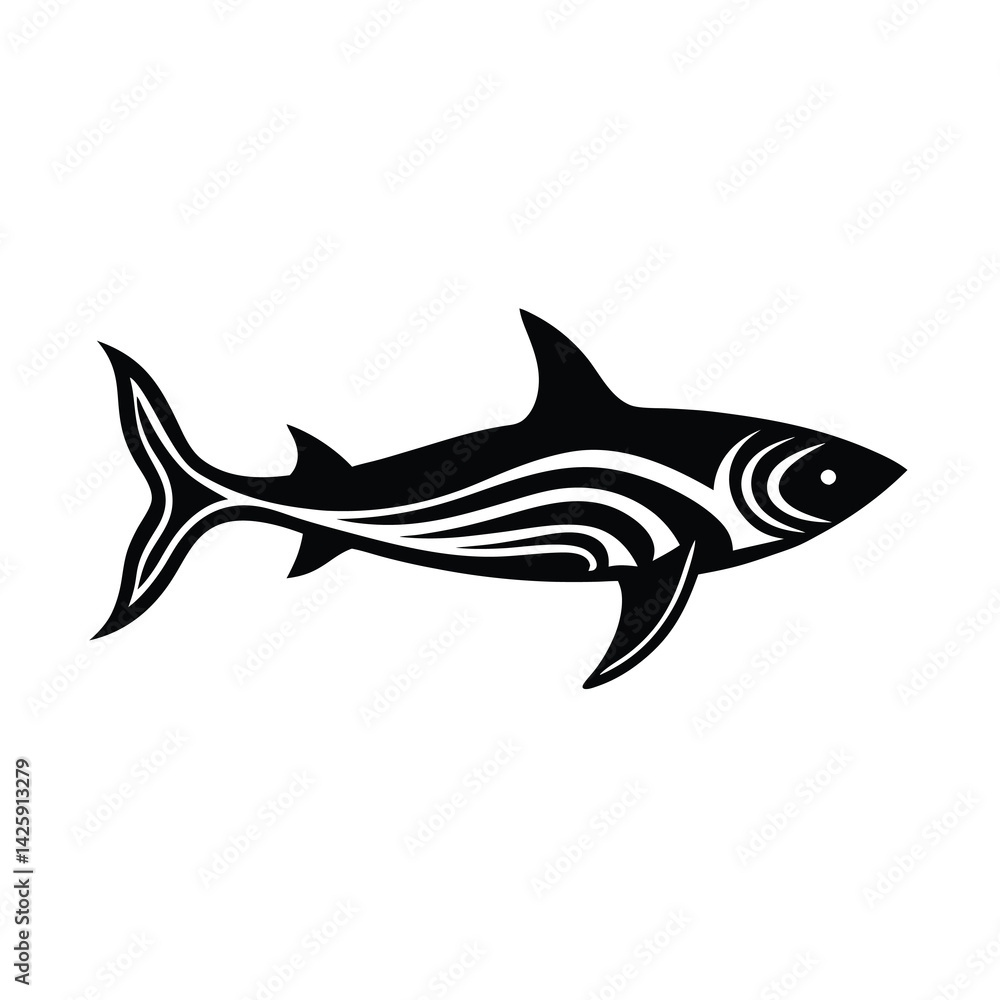Obraz premium stunning blacktip shark tribal style scaly texture