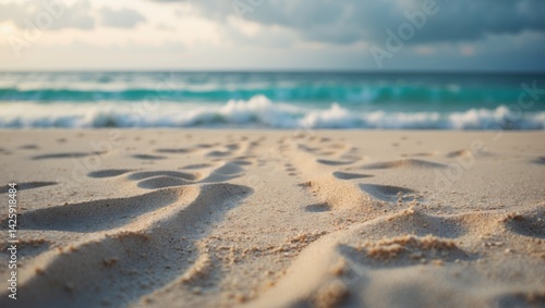 Fototapeta Naklejka Na Ścianę i Meble -  Empty sandy beach with summer background and clear copy space