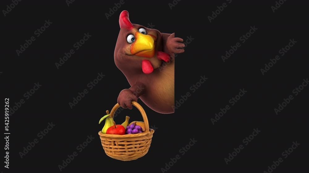 Fun 3D cartoon chicken with fruits (on alpha) Fun 3D cartoon chicken with fruits (on alpha)