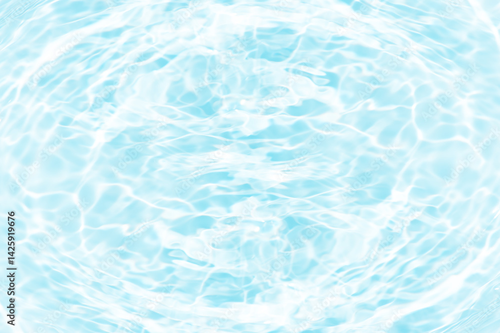 Obraz premium Blue water with ripples on the surface. Defocus blurred transparent blue colored clear calm water surface texture with splashes and bubbles. Water waves with shining pattern texture background.