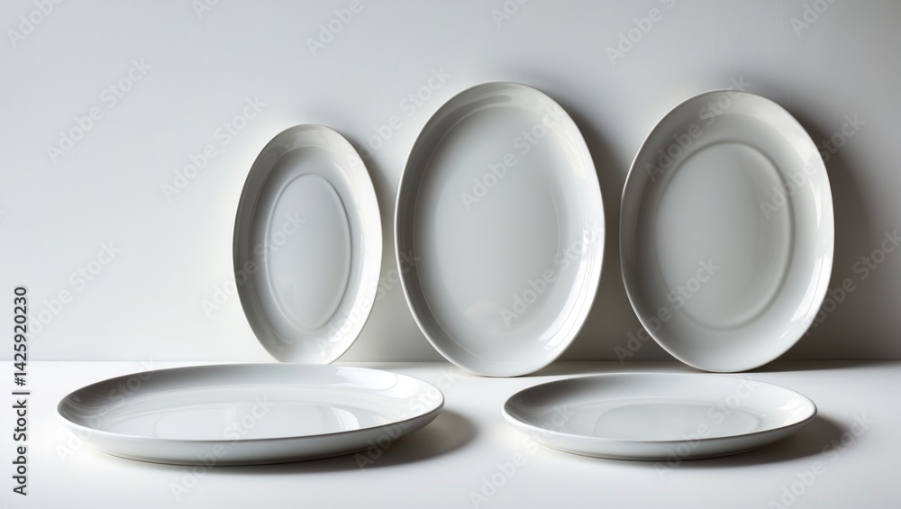 Plain white dish against a white backdrop Plain white dish against a white backdrop