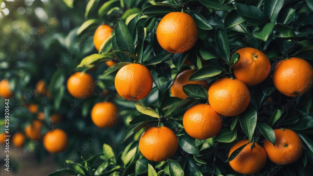 Clementine and mandarin citrus tree showcasing vibrant, ripe fruits in a scenic landscape during harvest time Clementine and mandarin citrus tree showcasing vibrant, ripe fruits in a scenic landscape during harvest time