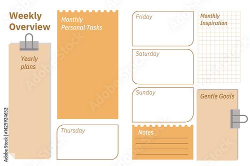 Minimalist Weekly Planner with Monthly Tasks and Inspiration
