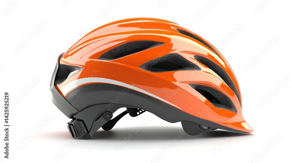 Fototapeta premium Vibrant orange bicycle helmet, modern design