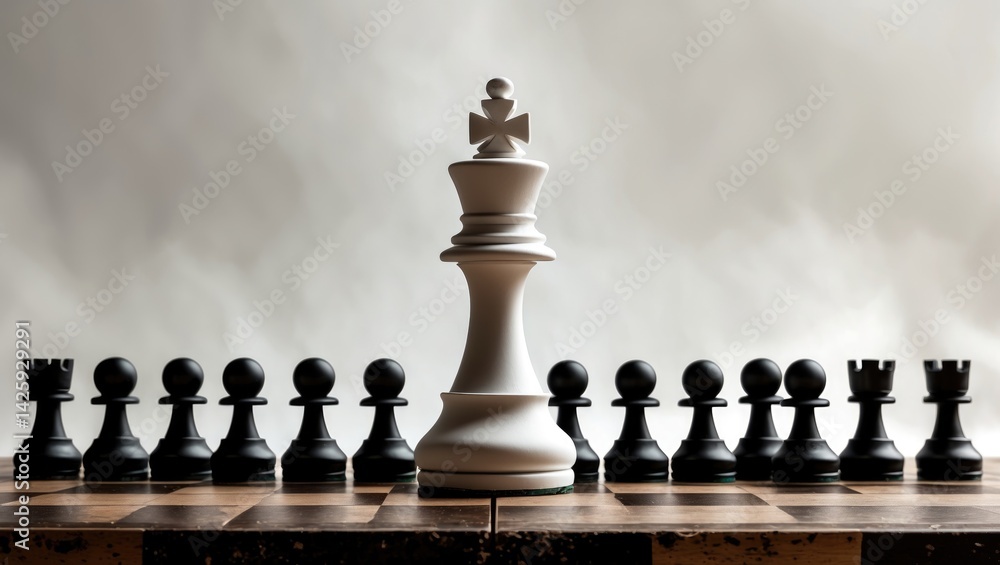 Chess strategy symbolizing resistance to monarchy: isolated black pawns and king on white Chess strategy symbolizing resistance to monarchy: isolated black pawns and king on white