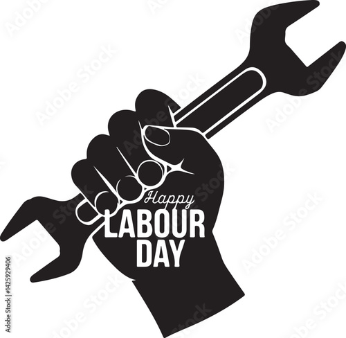 Hand with wrench vector icon