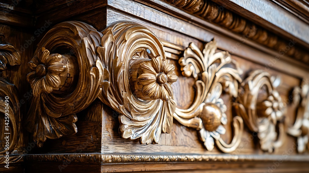 Intricate Gilded Wood Carving Detail: A Masterpiece of Architectural Ornamentation Intricate Gilded Wood Carving Detail: A Masterpiece of Architectural Ornamentation