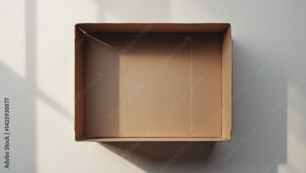 Fototapeta premium Square Flat Cardboard Packaging Box from Top View