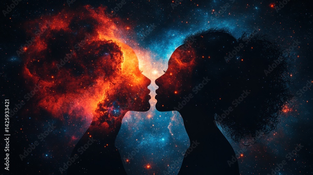 Fototapeta premium Two souls meet in the cosmos