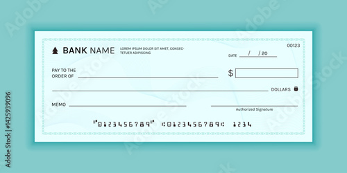 Modern Bank Cheque Template for Financial Transactions, Payment Vouchers, and Record Keeping