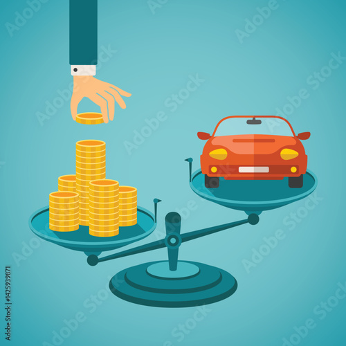 Vector concept of investment in individual transport