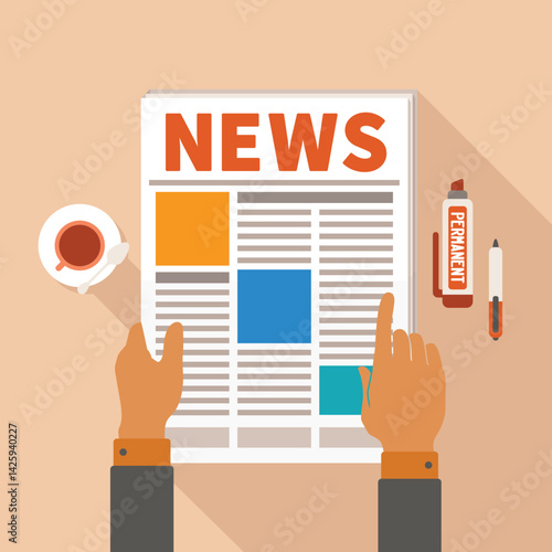 Vector morning newspaper concept
