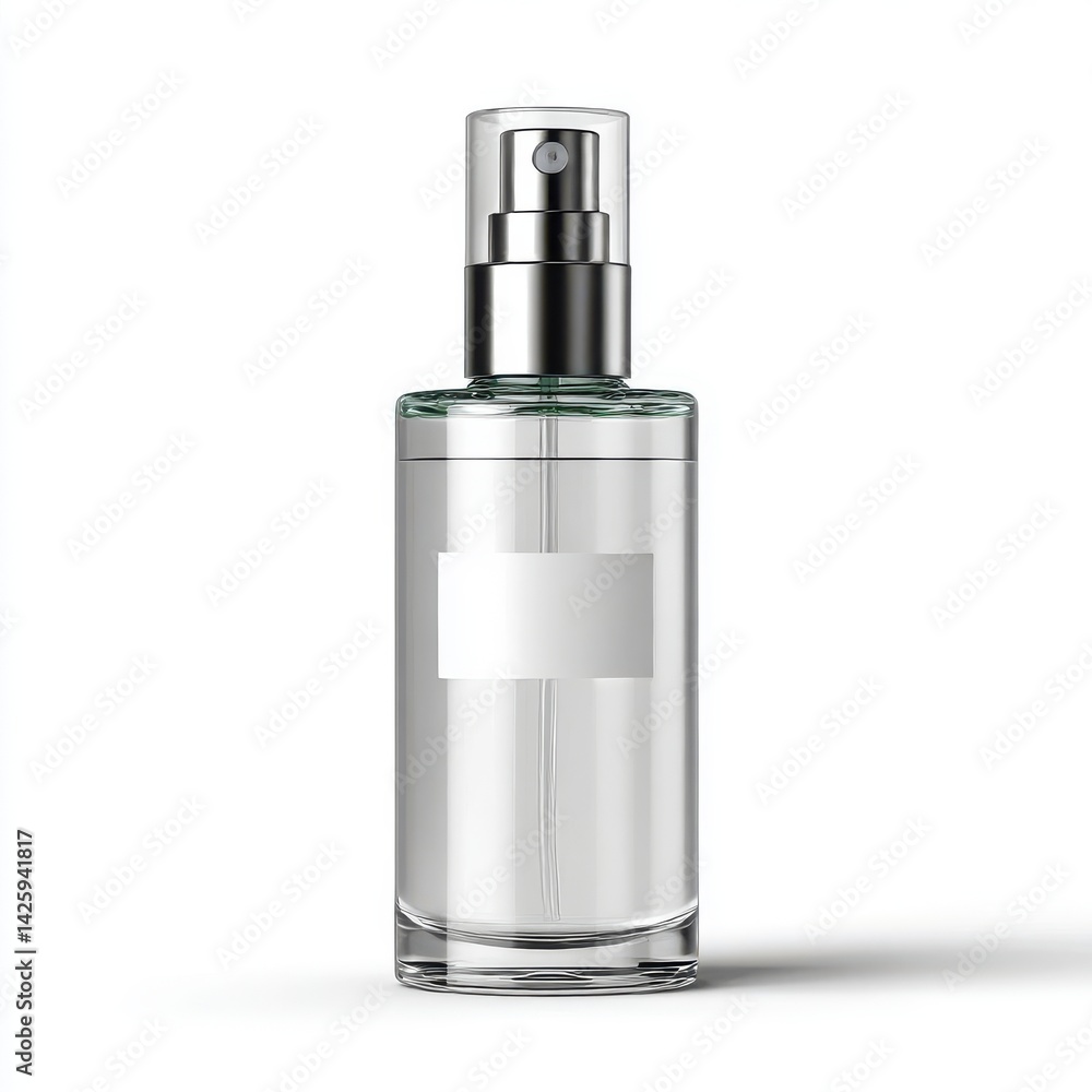 Clear perfume bottle with atomizer isolated on white background Clear perfume bottle with atomizer isolated on white background