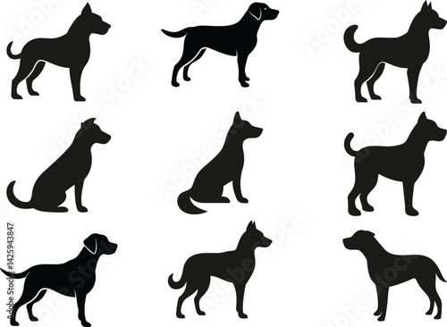 dog shiluttee set vector file for print and graphic Design.