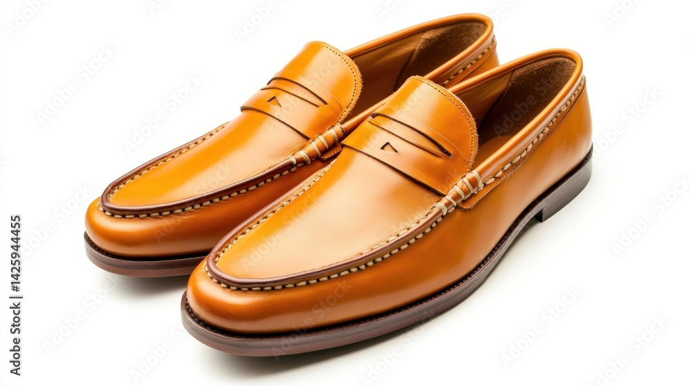 Pair of tan leather loafers Pair of tan leather loafers