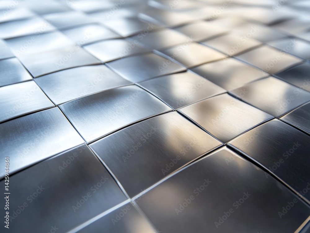 Abstract metal squares, wavy pattern, interior design, sunlit reflections Abstract metal squares, wavy pattern, interior design, sunlit reflections