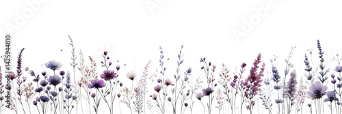 flores silvestres. fondo trasnparente. acuarela