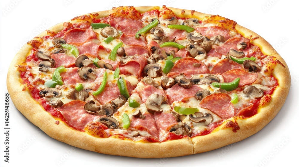 Supreme Pizza with Ham, Mushrooms, and Peppers Supreme Pizza with Ham, Mushrooms, and Peppers