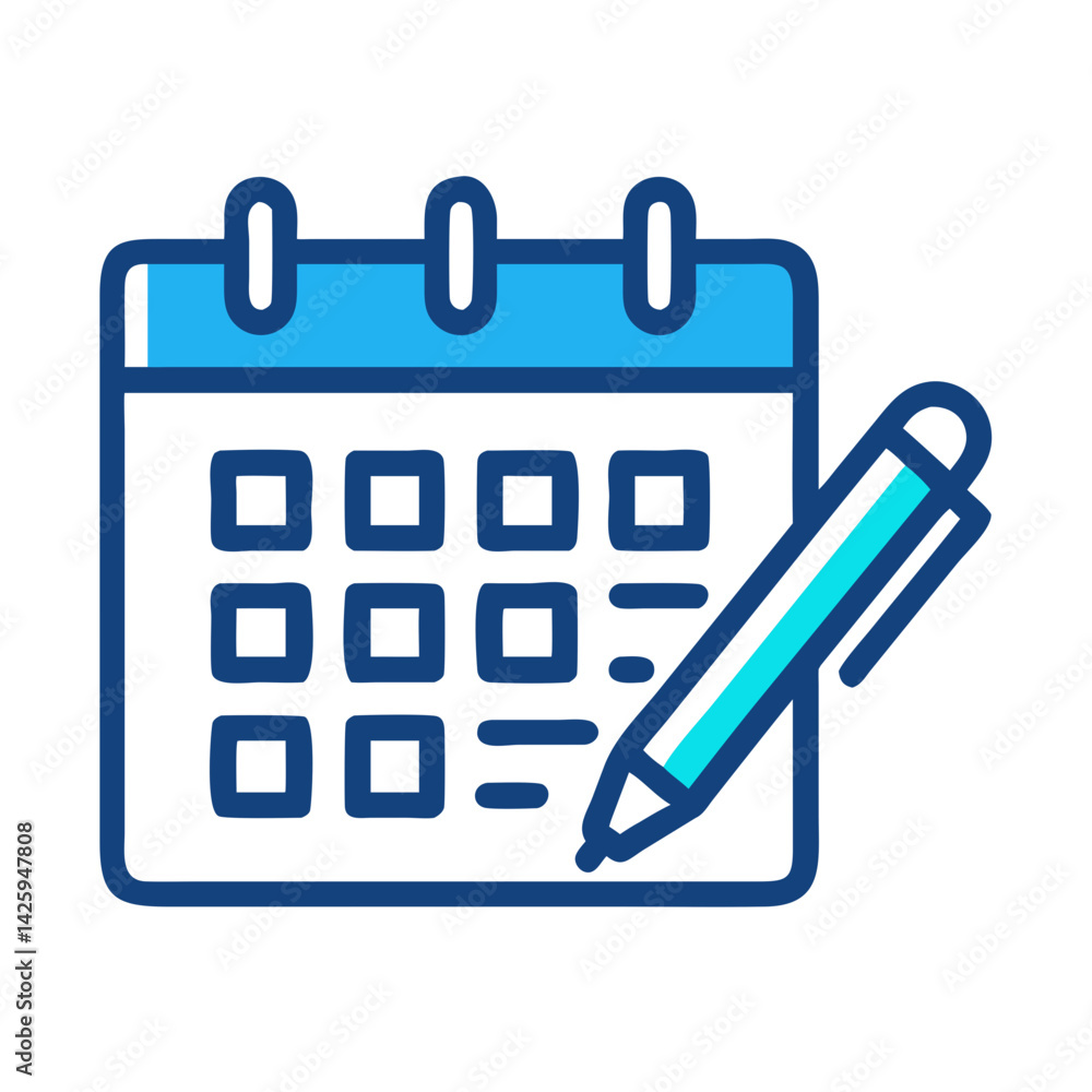Calendar with Pen Icon Representing Planning and Schedule Management Calendar with Pen Icon Representing Planning and Schedule Management