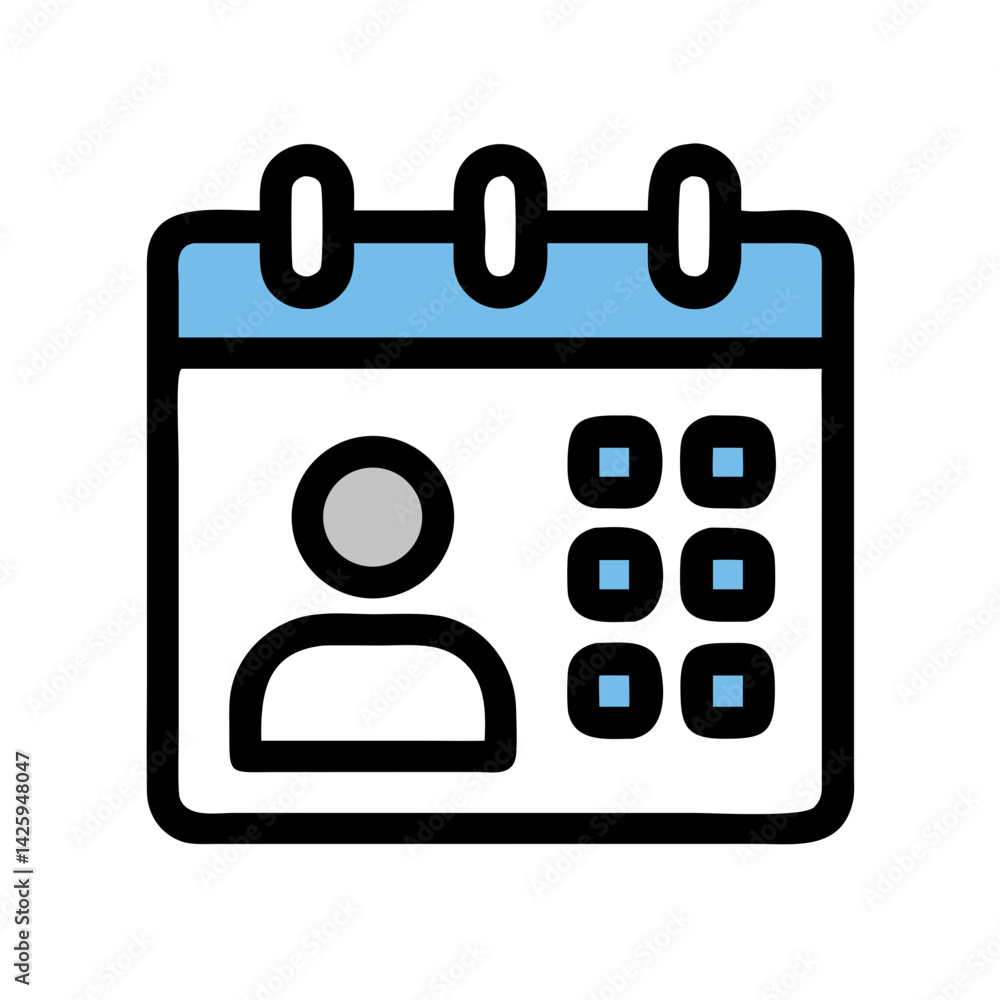 Calendar with User Icon Representing Employee Schedule and Work Planning Calendar with User Icon Representing Employee Schedule and Work Planning