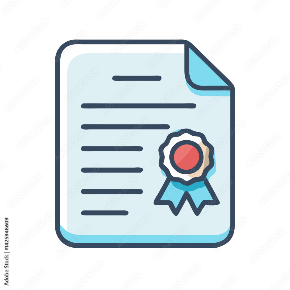 Certificate Document Icon Representing Course Completion and Educational Achievement Certificate Document Icon Representing Course Completion and Educational Achievement