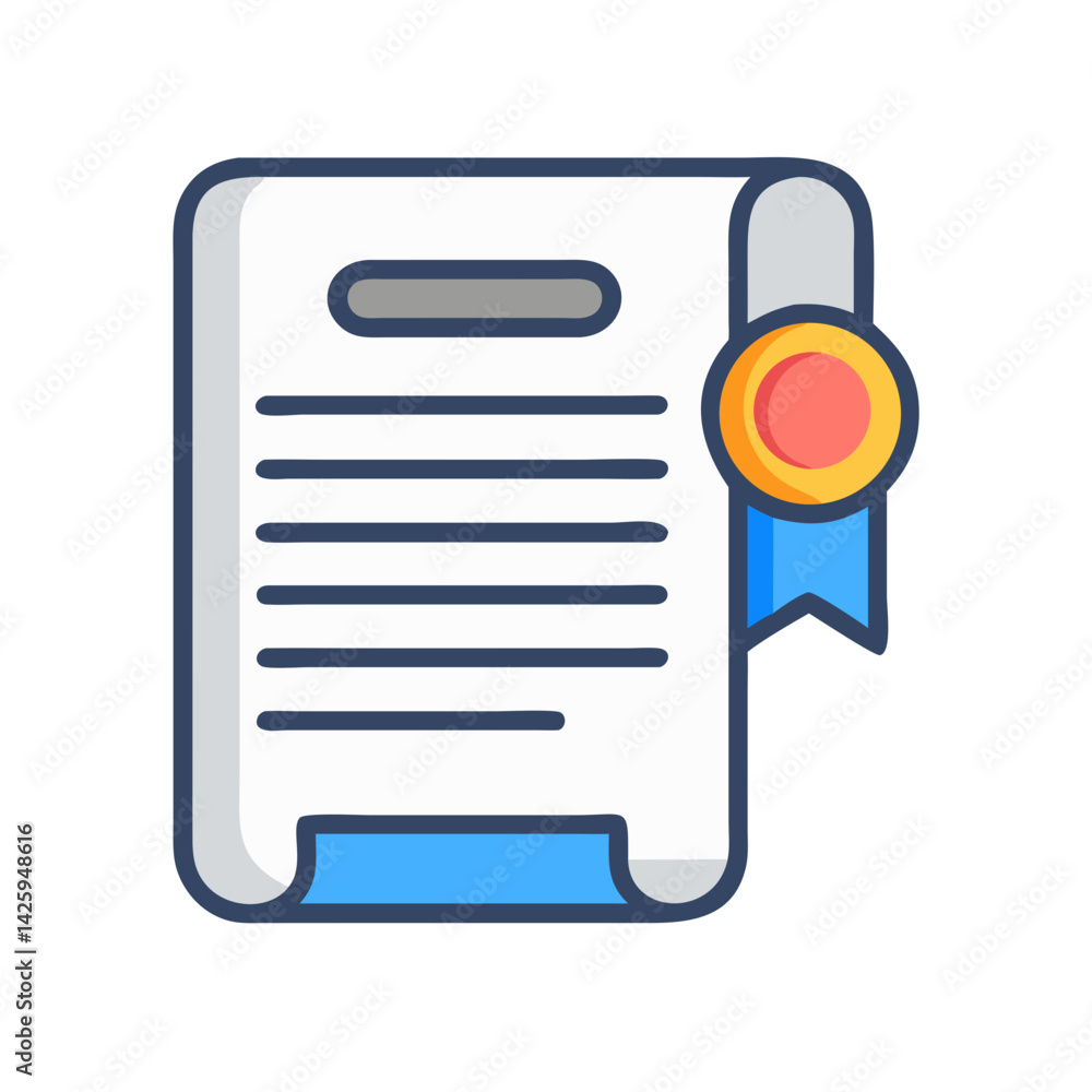 Certificate Document Icon Representing Course Completion and Educational Achievement Certificate Document Icon Representing Course Completion and Educational Achievement