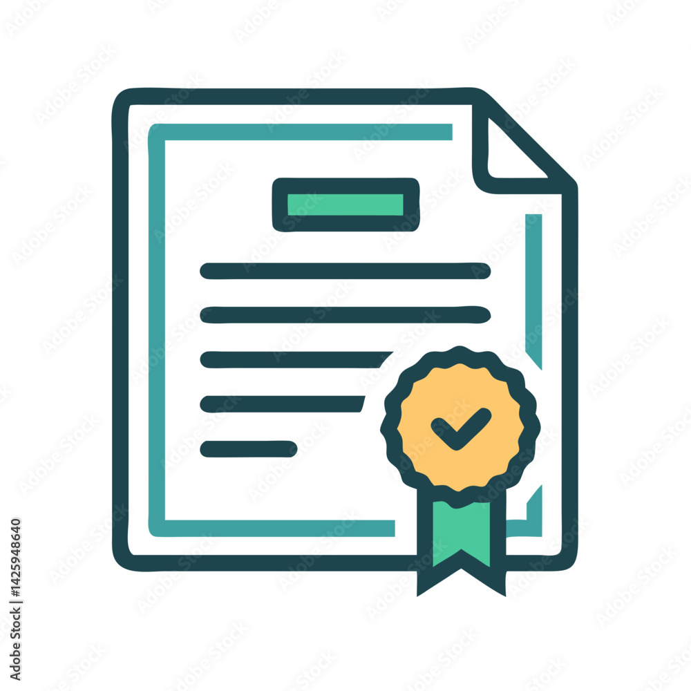Certificate Document Icon Representing Course Completion and Educational Achievement Certificate Document Icon Representing Course Completion and Educational Achievement