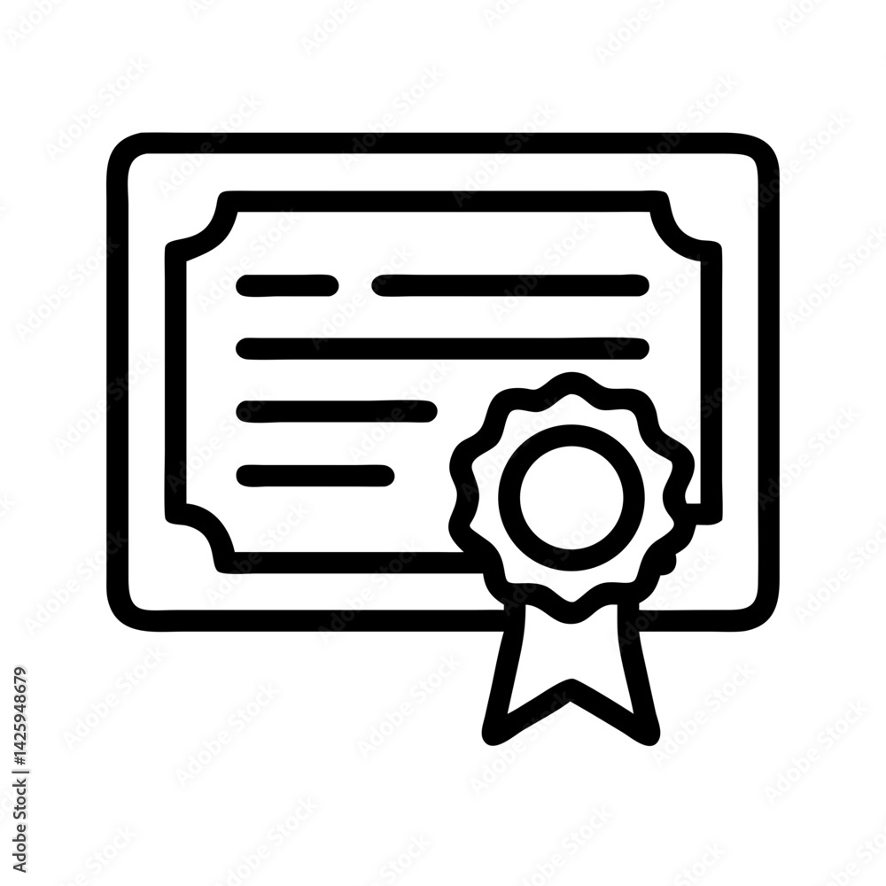 Certificate Icon Representing Educational Credential and Achievement Certificate Icon Representing Educational Credential and Achievement