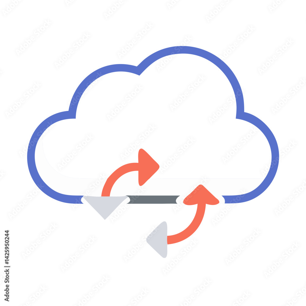 Cloud with Arrows Representing Data Synchronization and Cloud Integration Cloud with Arrows Representing Data Synchronization and Cloud Integration