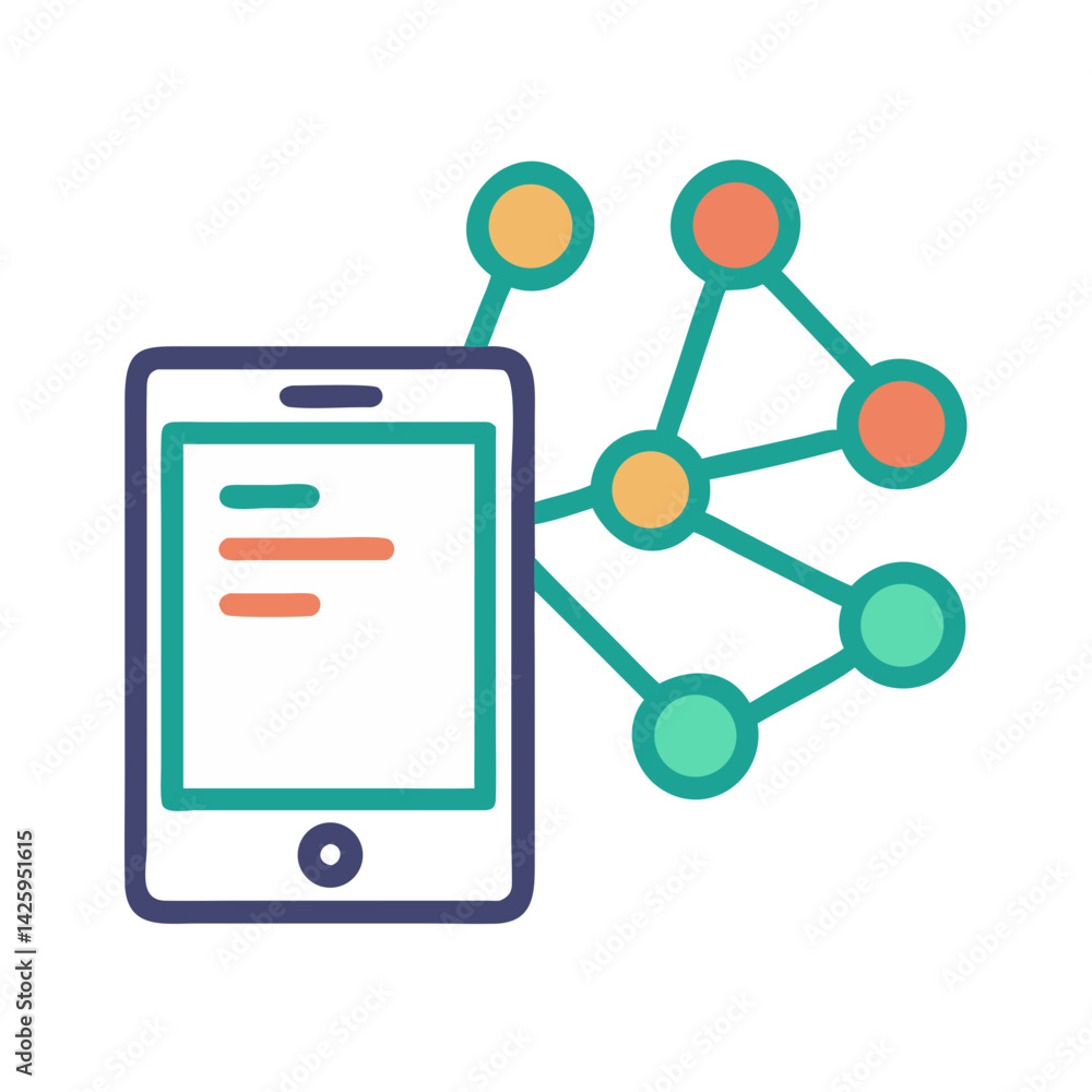 Connected Nodes and Tablet Representing Online Network and Digital Connectivity Connected Nodes and Tablet Representing Online Network and Digital Connectivity