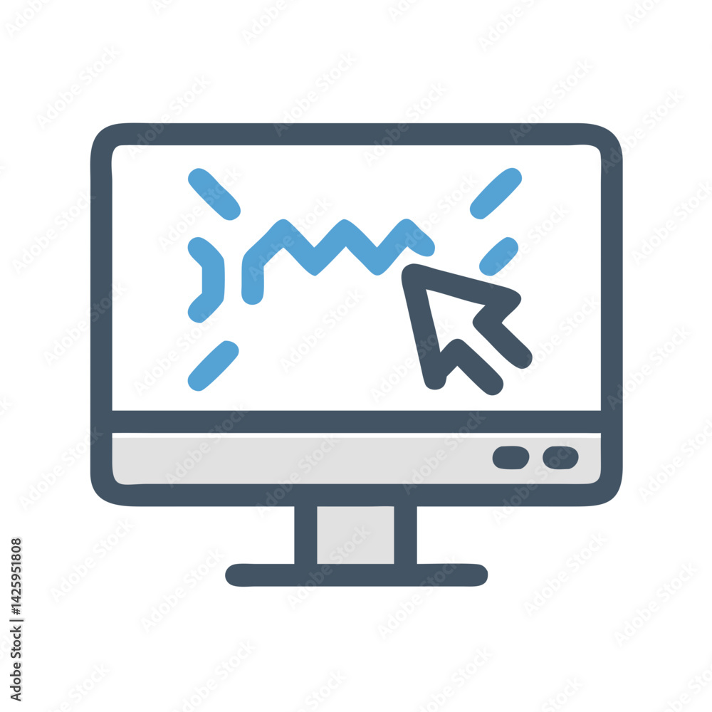 Crashed Monitor Icon Representing System Failure and Technical Error Crashed Monitor Icon Representing System Failure and Technical Error