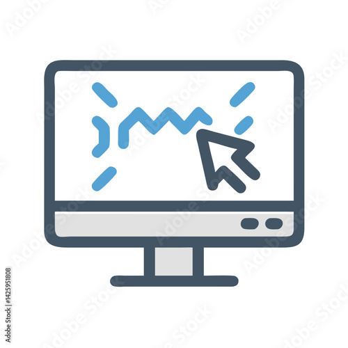 Crashed Monitor Icon Representing System Failure and Technical Error