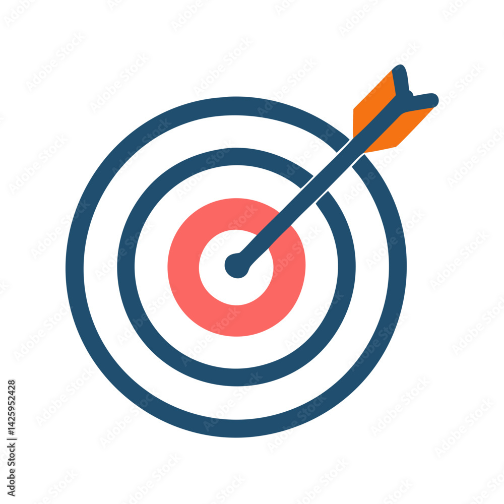 Dartboard with Dart Icon Representing Precision and Goal Achievement Dartboard with Dart Icon Representing Precision and Goal Achievement