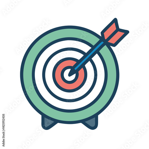 Dartboard with Dart Icon Representing Precision and Goal Achievement