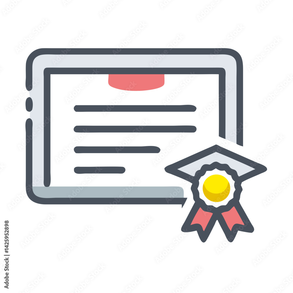 Diploma Certificate Icon Representing Graduation and Academic Achievement Diploma Certificate Icon Representing Graduation and Academic Achievement