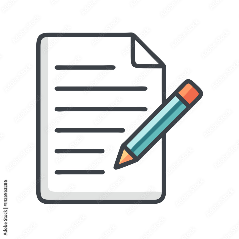 Document with Pencil Representing Task Writing and Content Creation Document with Pencil Representing Task Writing and Content Creation