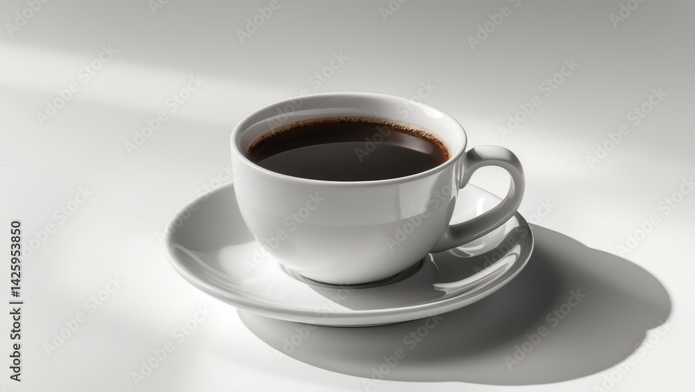 White cup with hot coffee isolated on background White cup with hot coffee isolated on background